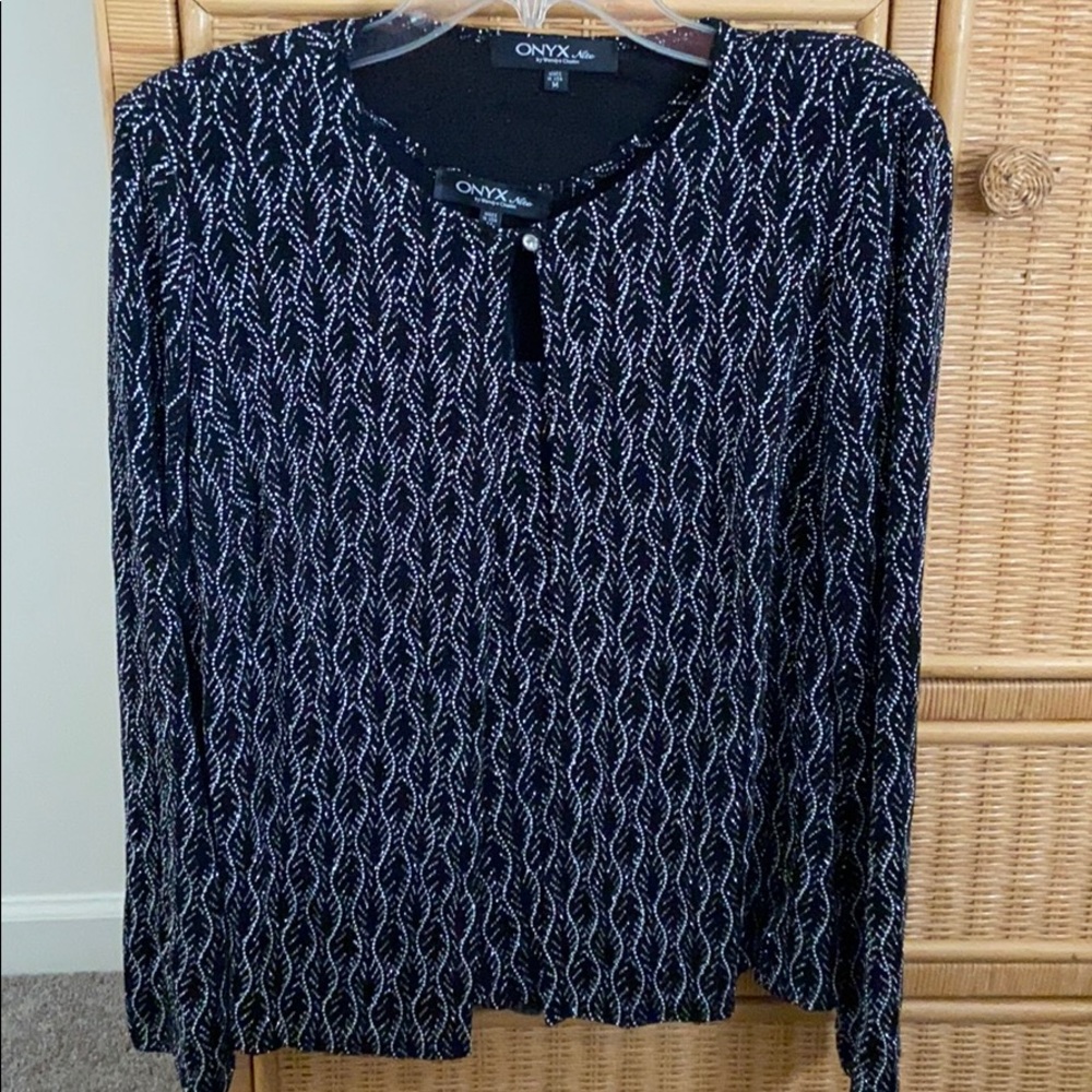 Onyx Nite Cardi/tank Black and Silver Glitter